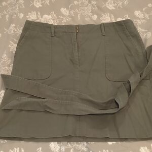 LOFT Olive Green Skirt with Belt Detail
